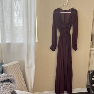 Olivaceous Deep Burgundy Long Sleeve Dress